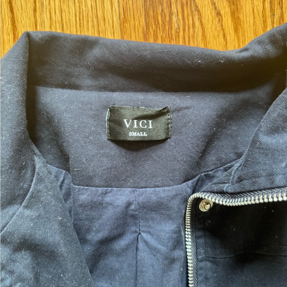 Navy Jacket with White Crop Top - Picture 5 of 5